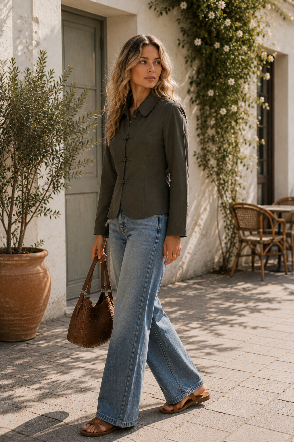 Olive Frog-Clasp Jacket