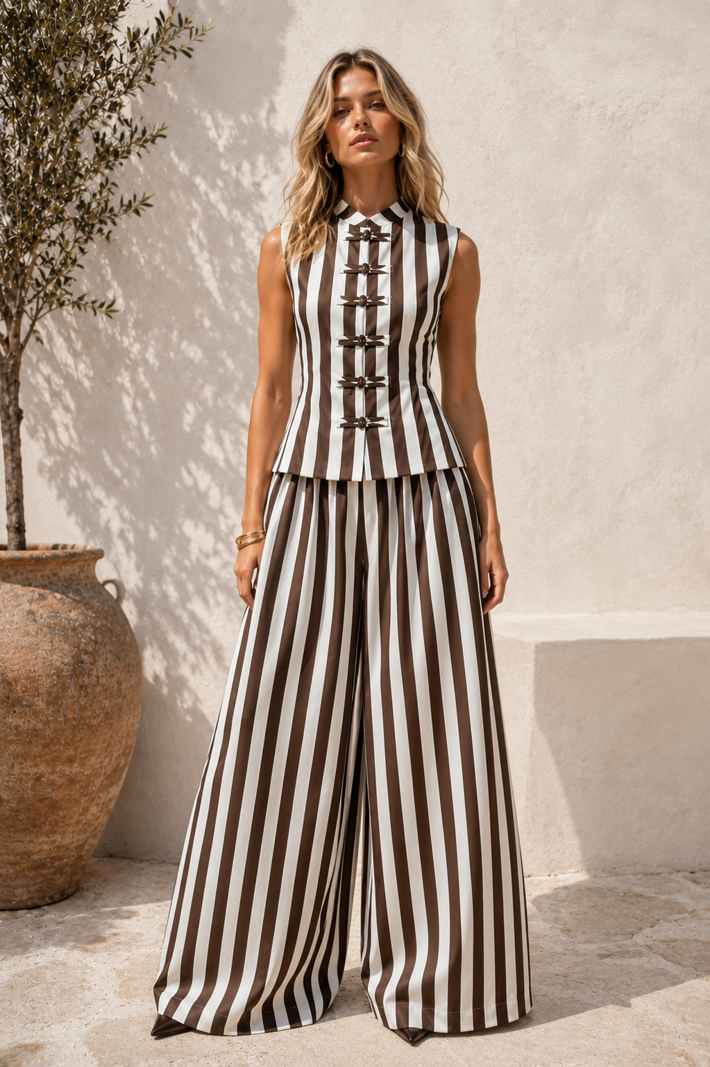 Military Stripe Vest & Balloon Pants Set