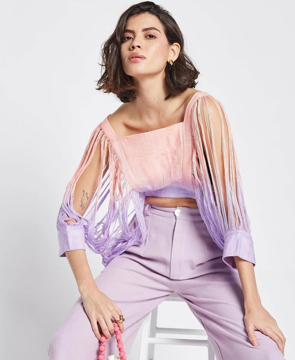 Solara Top tie dye open shoulder top