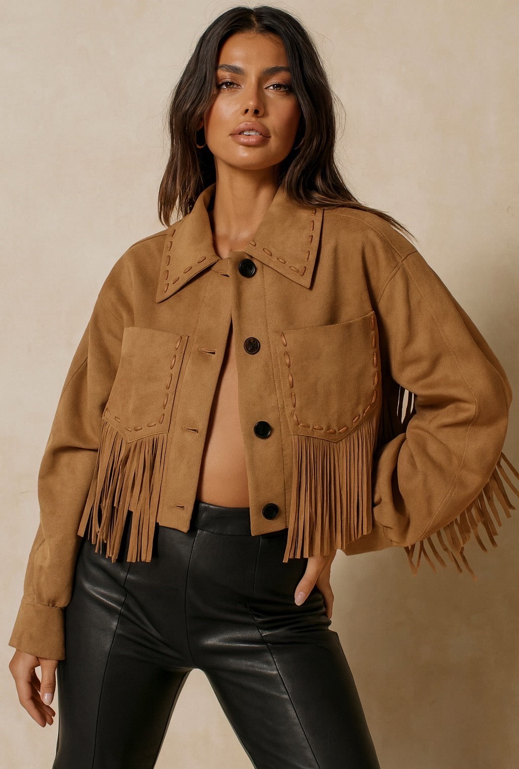 Brown Fringe Suede Jacket