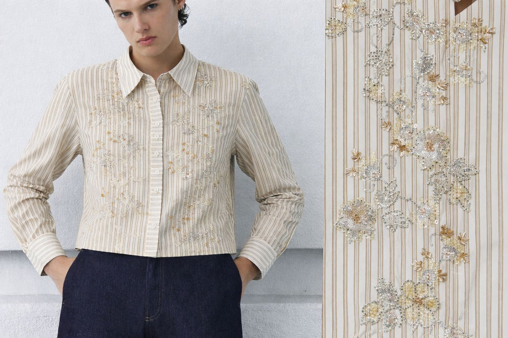 Beige Striped Emblem Shirt