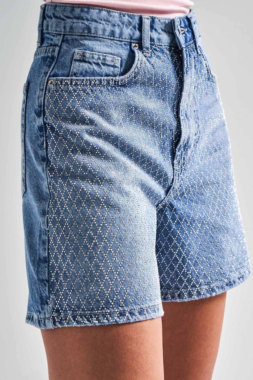 Studded Statement Shorts - Edgy Print Design