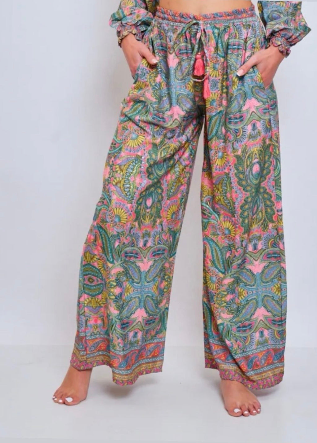 Tribal Print Satin Pants