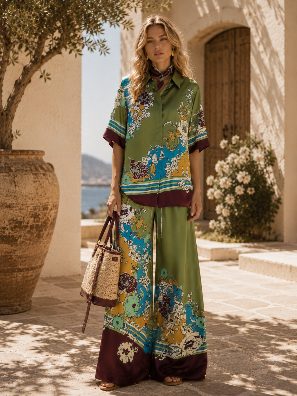 The Garden Reverie Satin Set