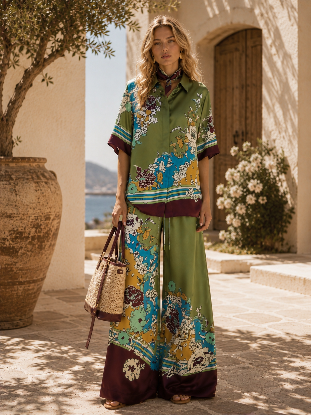 The Garden Reverie Satin Set