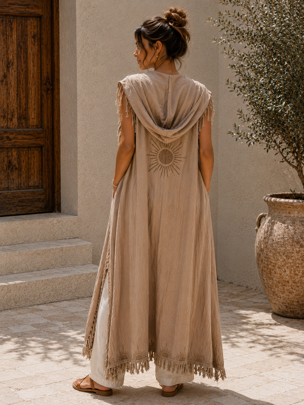 Boho Printed Linen Vest