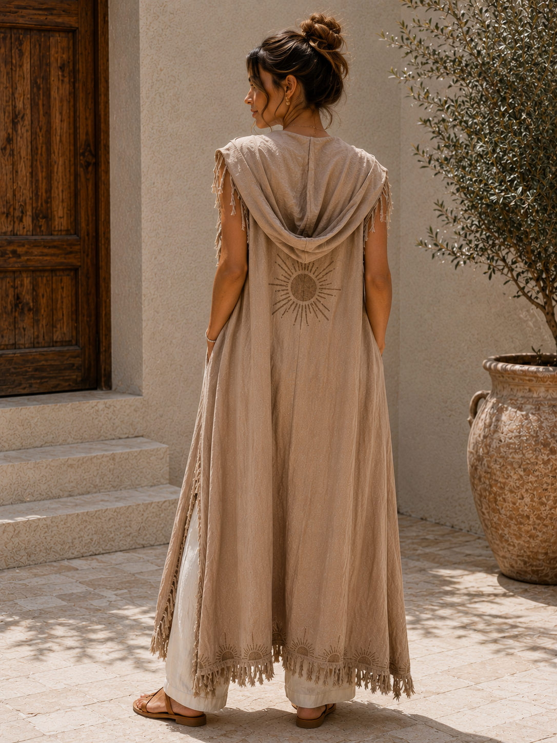 Boho Printed Linen Vest