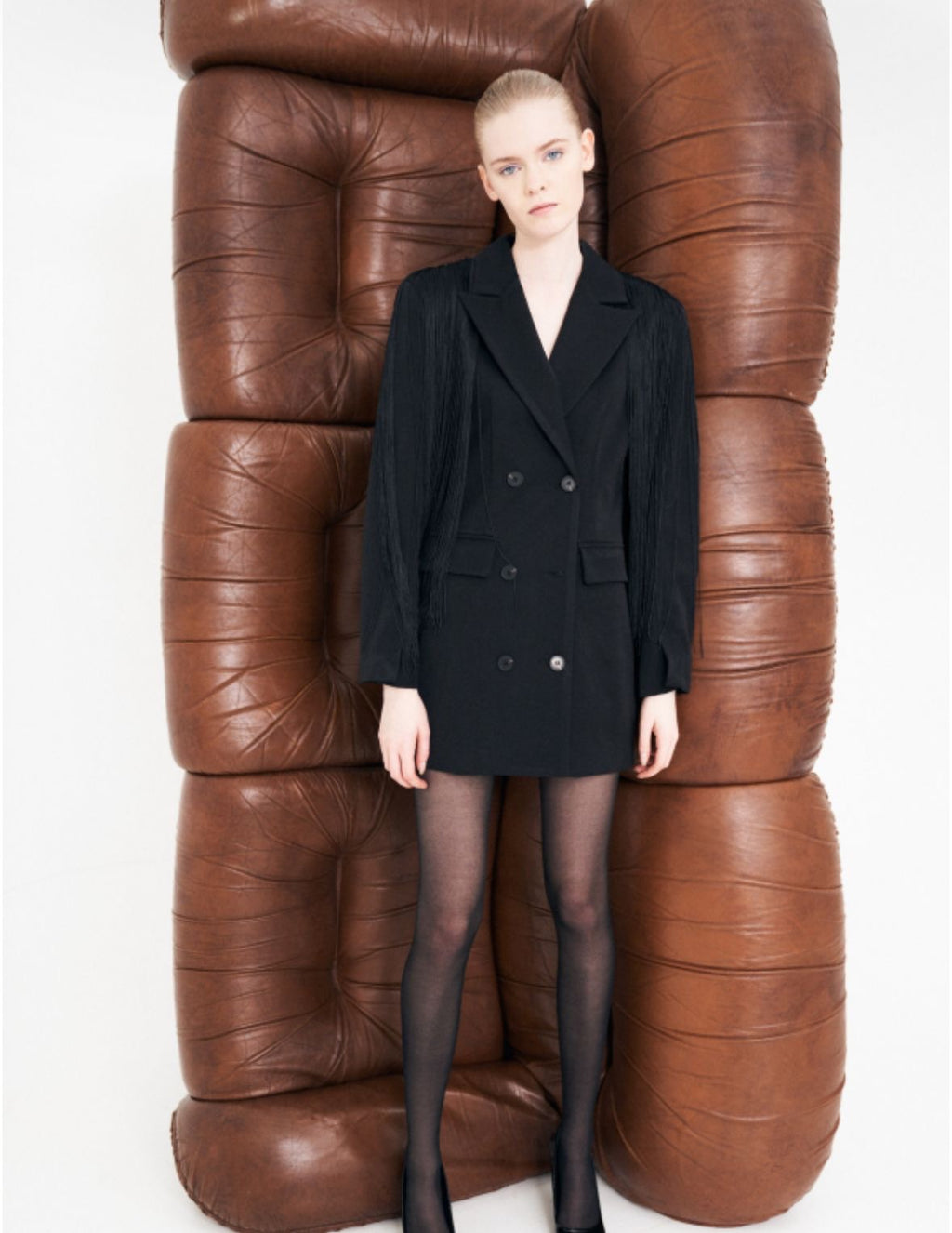 Black Fringe Blazer Dress