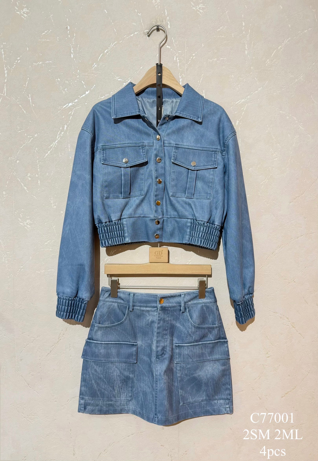Blue Cropped Denim Jacket & Skirt