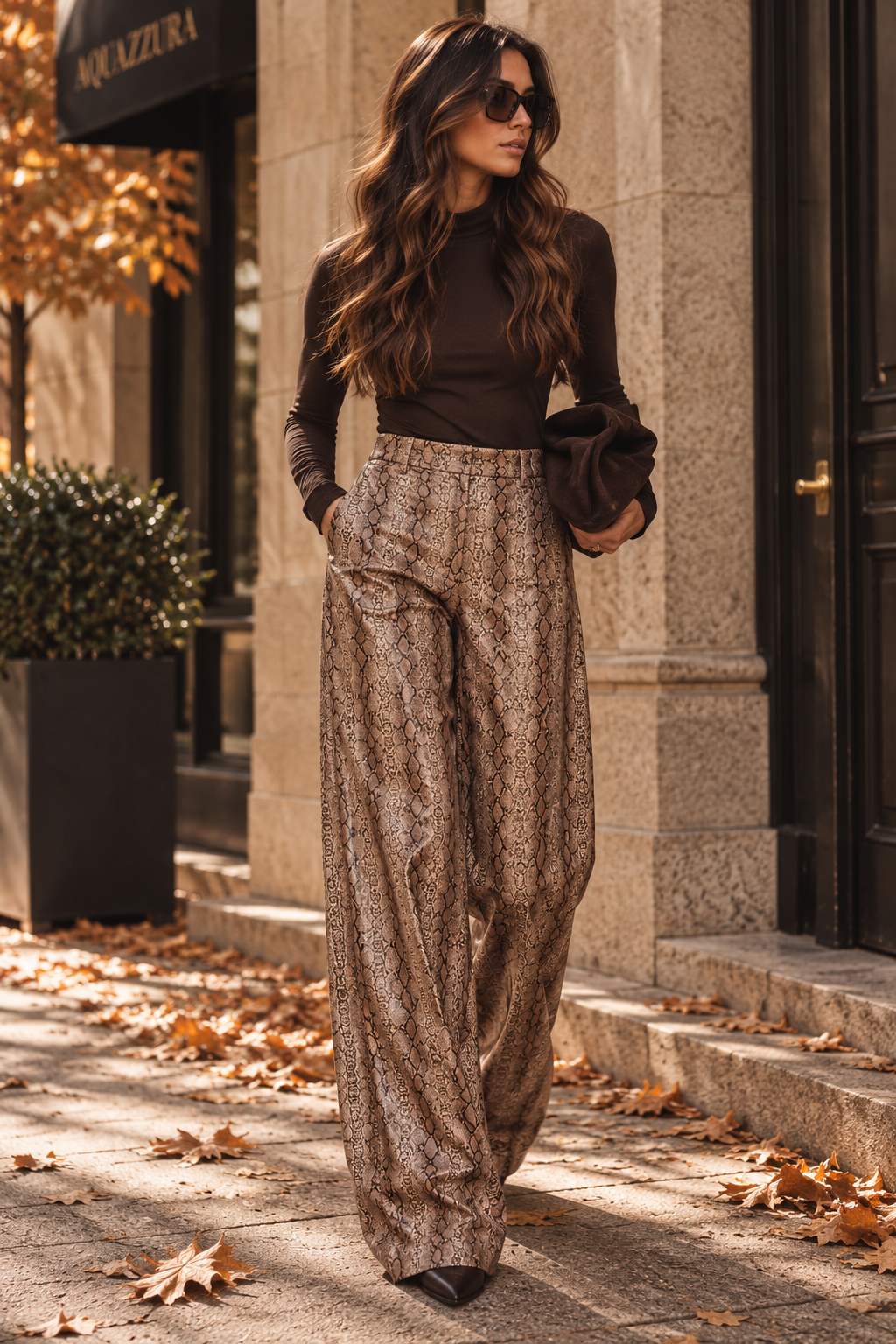 Snakeskin Statement Leather Pants