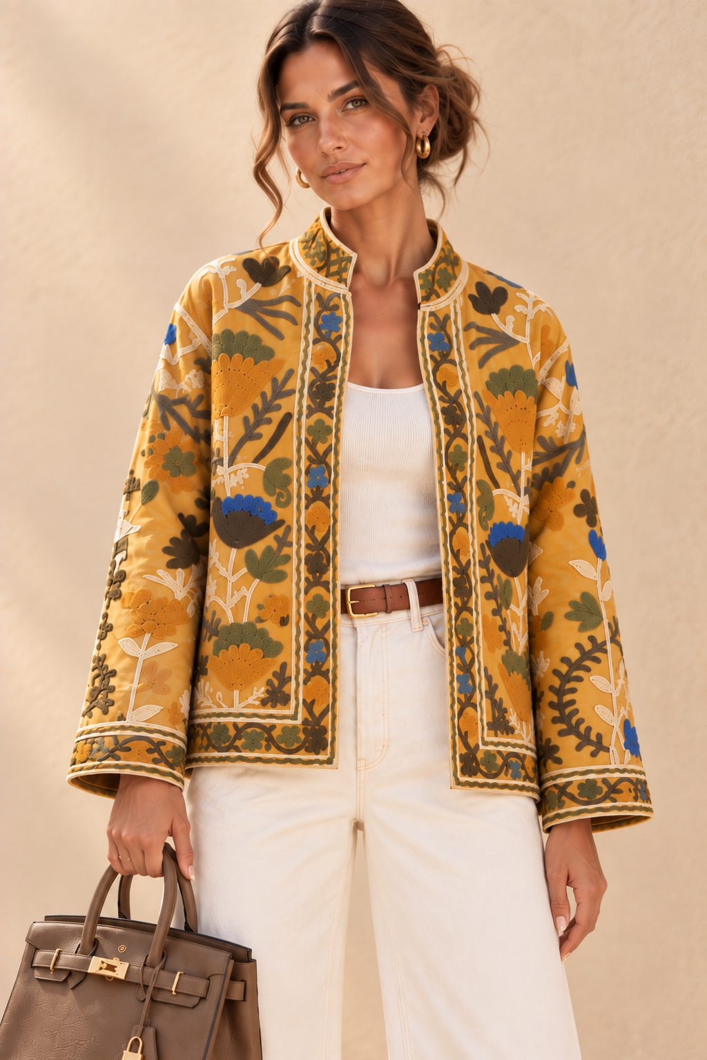 The Floriana Mustard Botanical Jacket