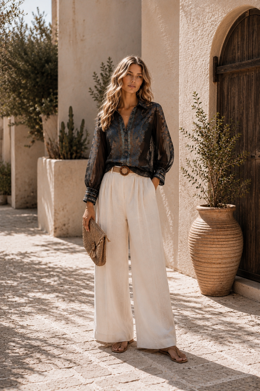 Midnight Garden Chiffon Blouse