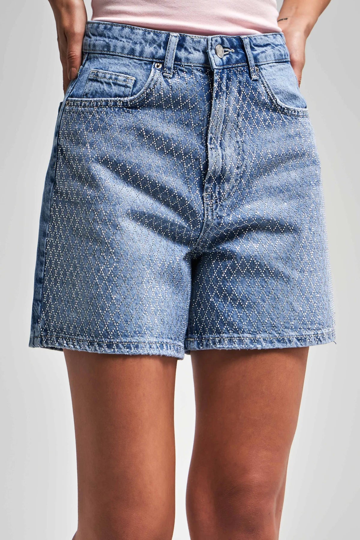 Studded Statement Shorts - Edgy Print Design