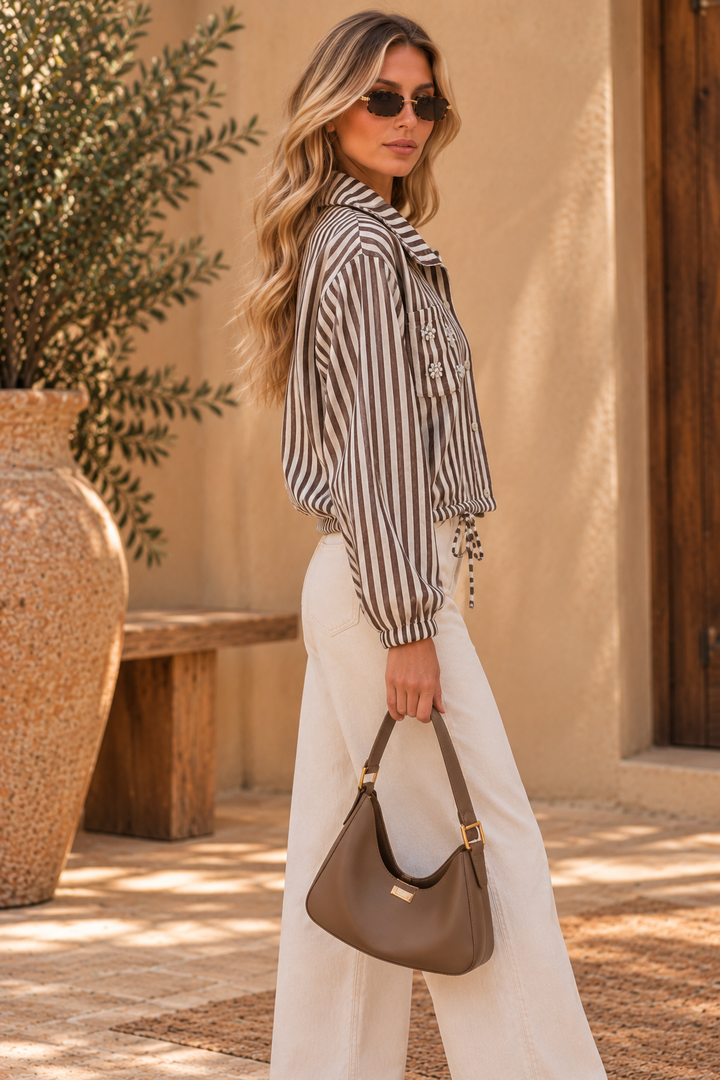 Striped Velvet Shirt Jacket