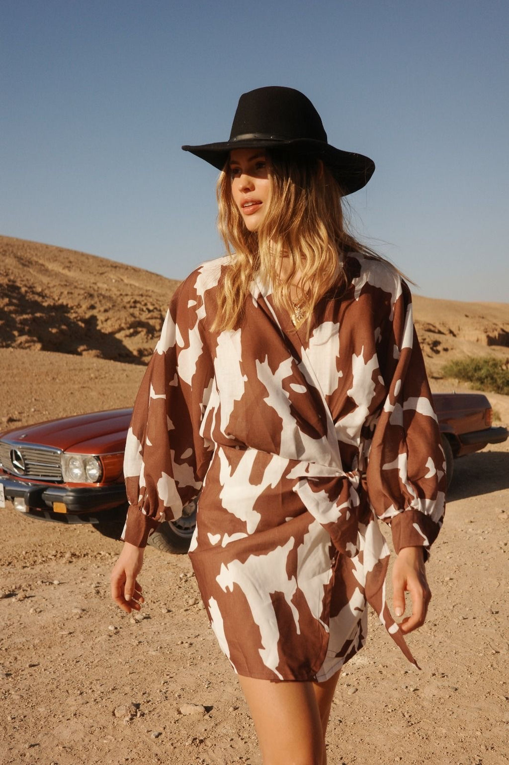 Cow Print Cross-Back Dress