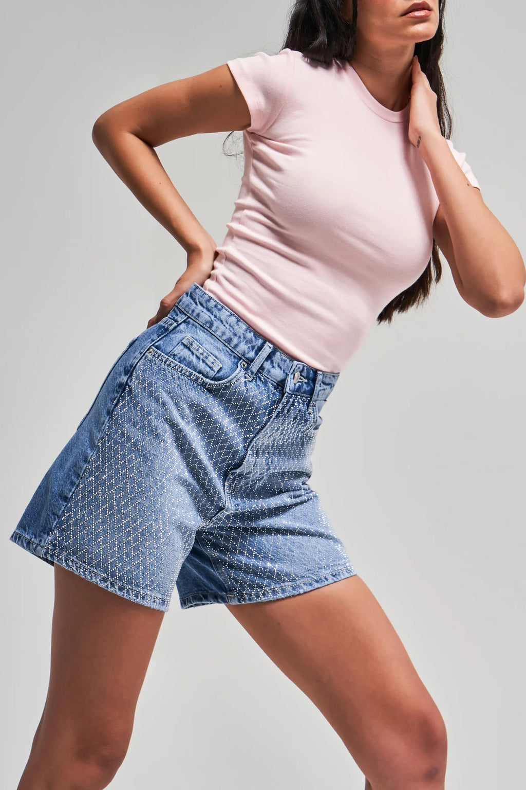 Studded Statement Shorts - Edgy Print Design