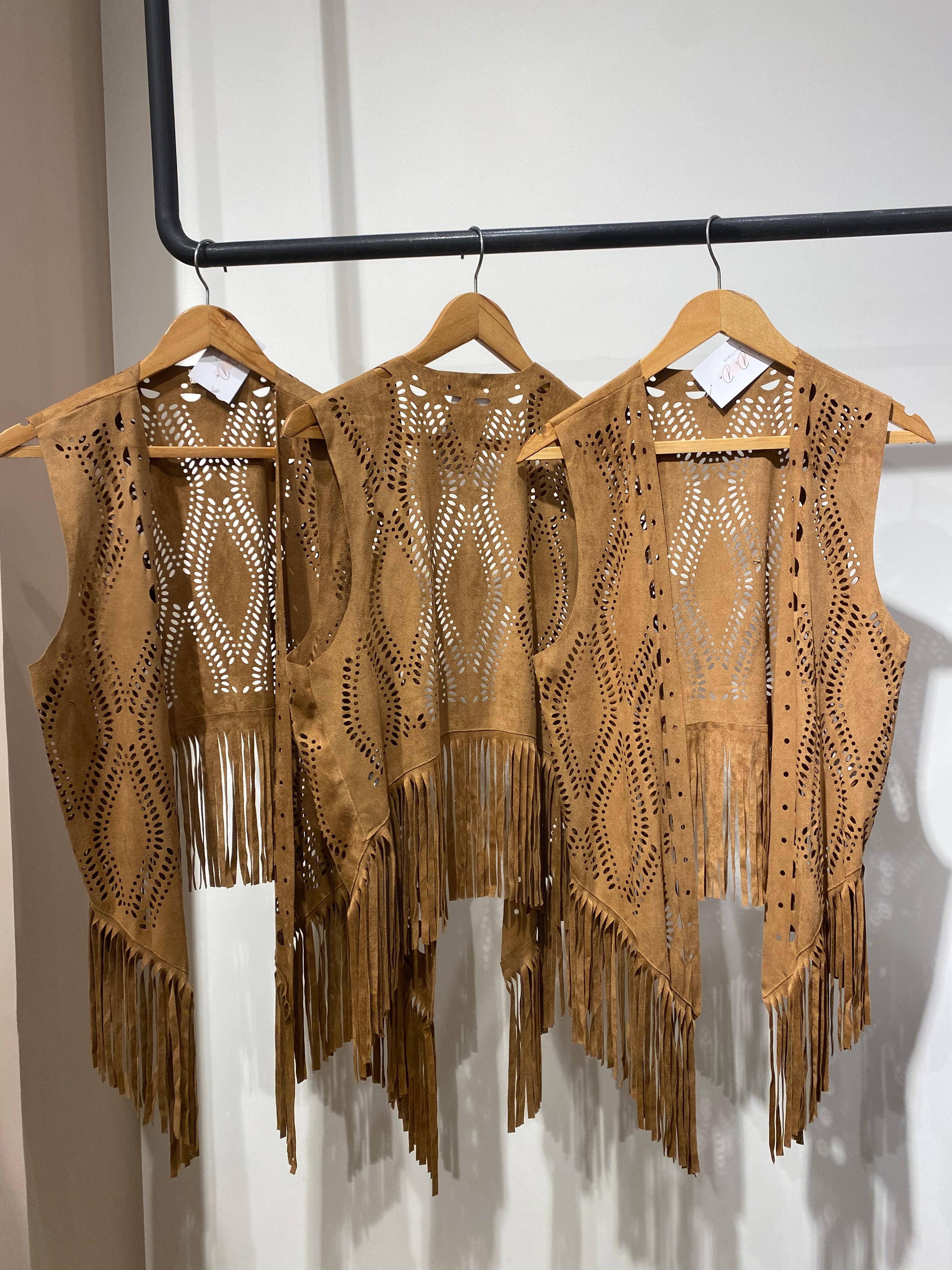 Suede Fringe Cut-Out Vest