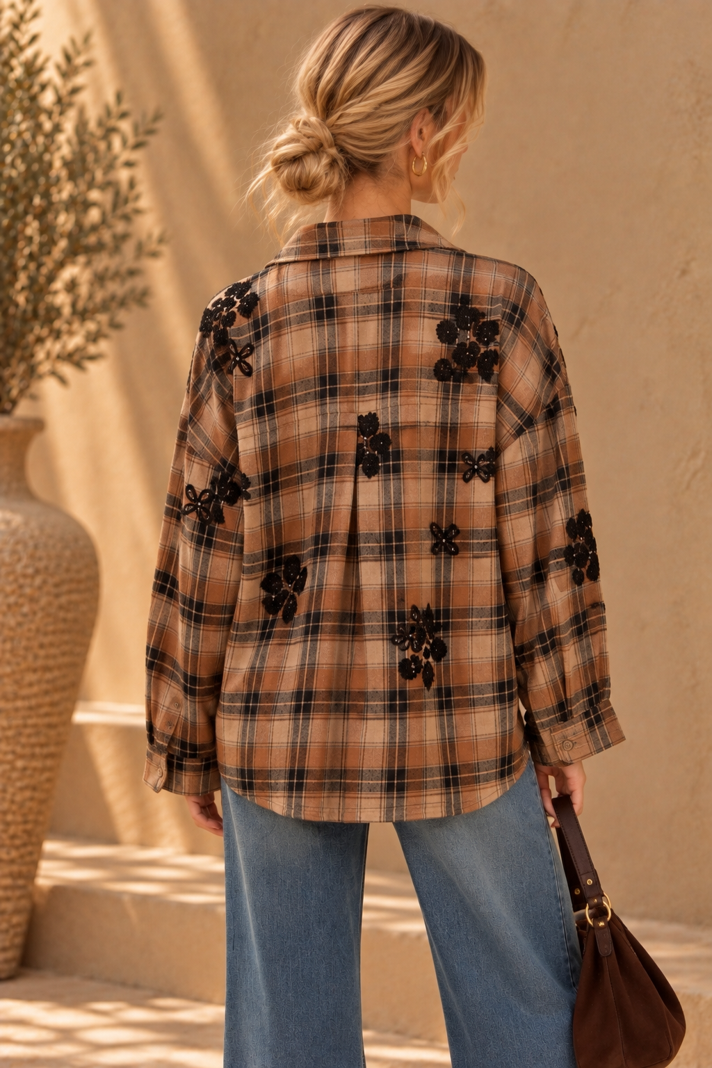 The Estelle Embellished Plaid Shirt