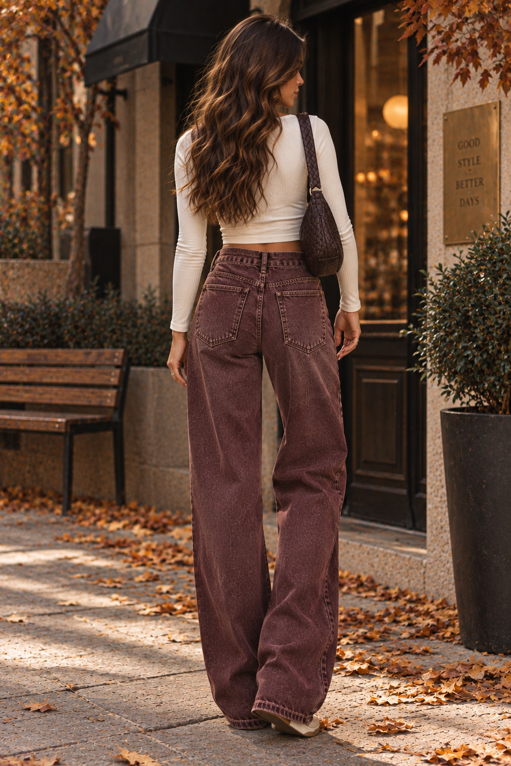 Washed burgundy Straight-Leg Jeans