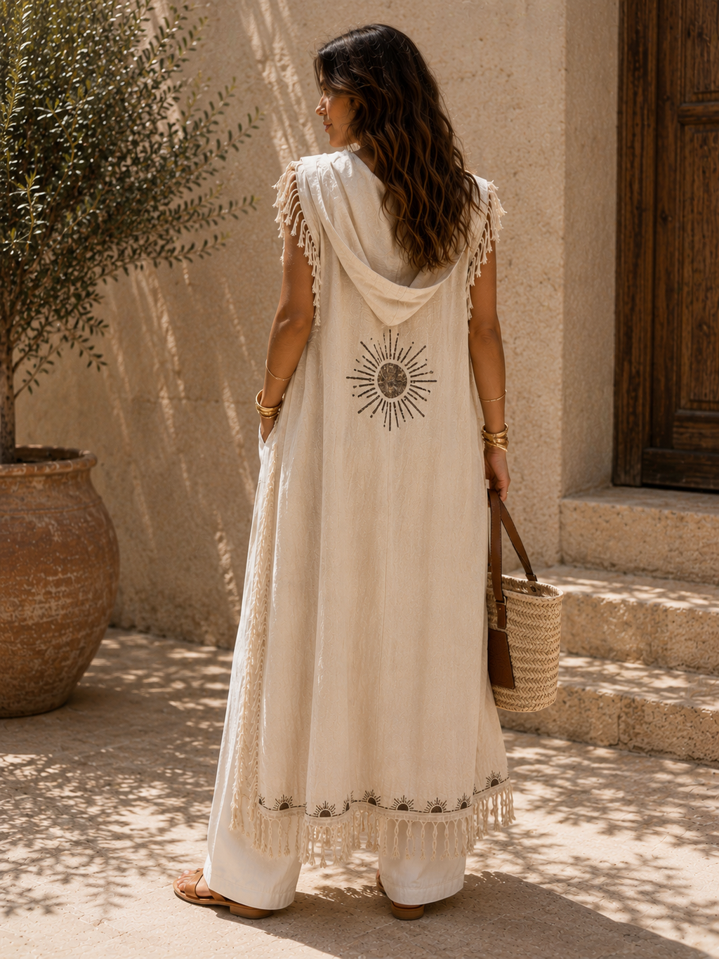 Boho Printed Linen Vest