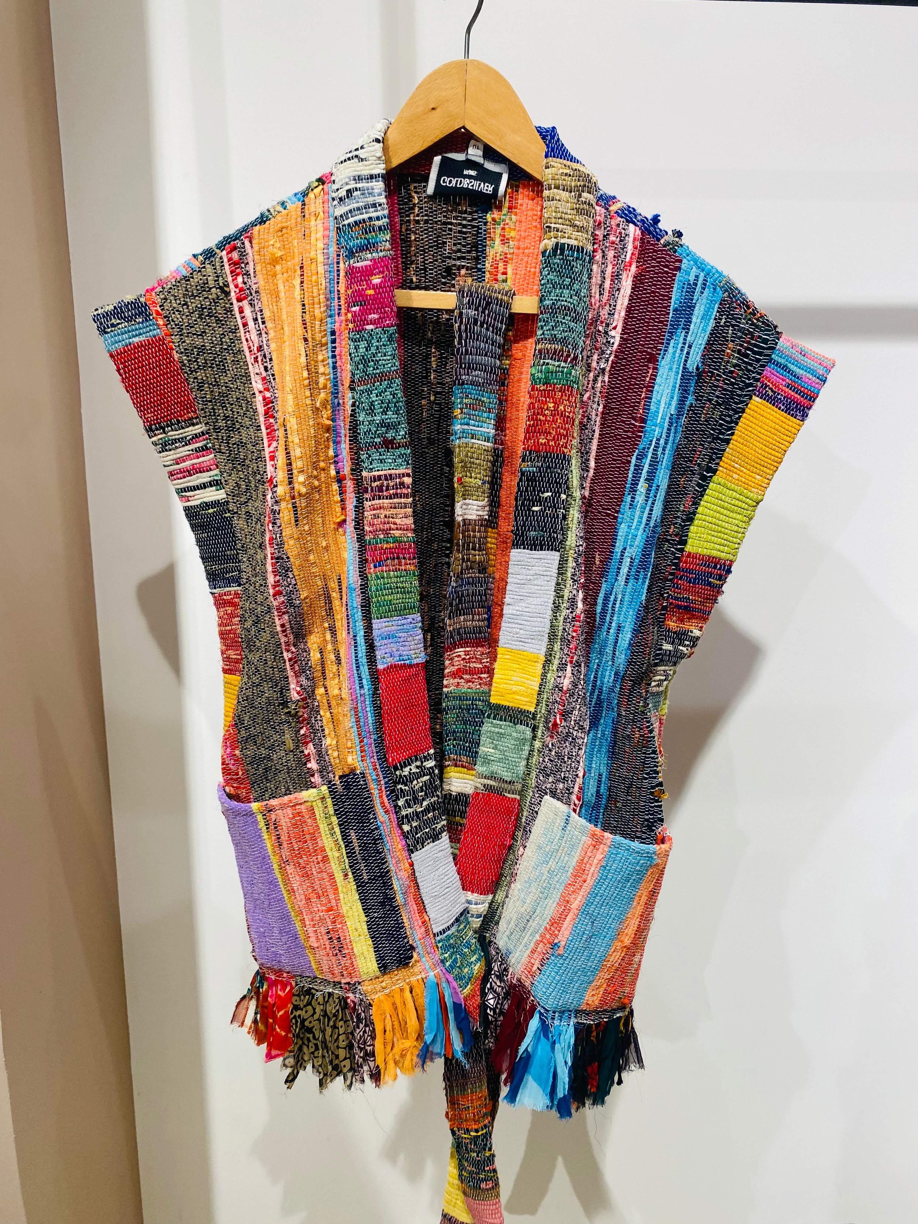 Colorful Patchwork Kimono with Tassel Belt