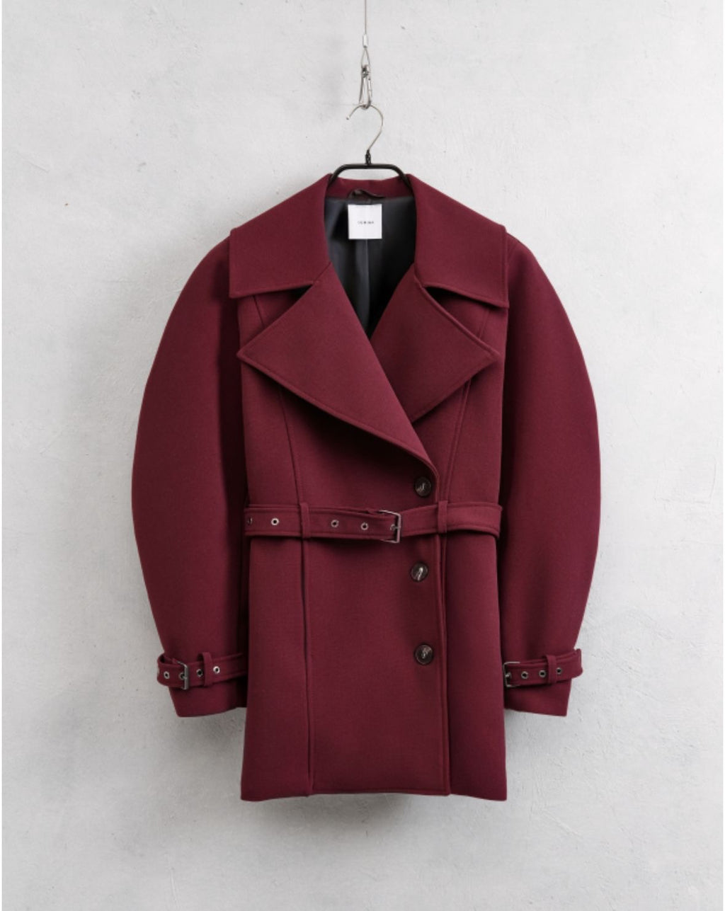 Burgundy Belted Structured Coat