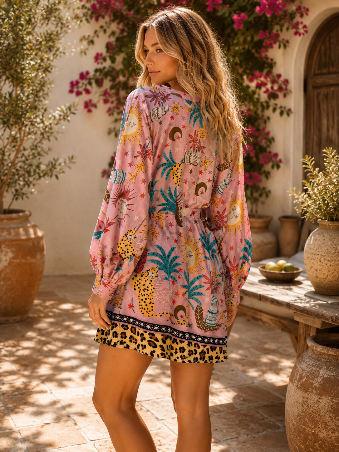 Boho Print Wrap Dress