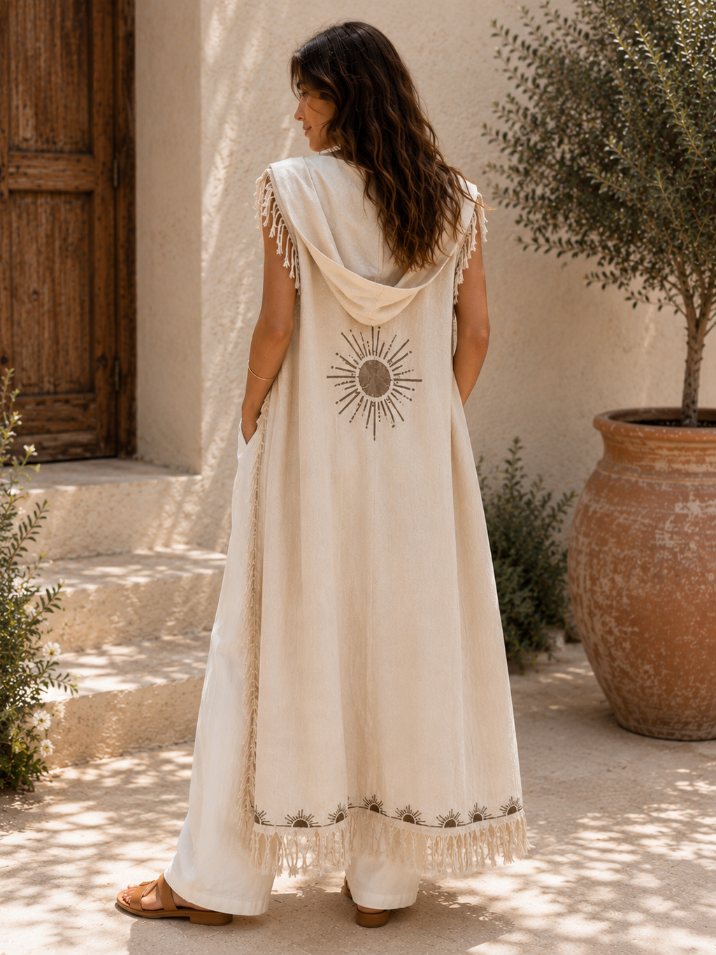 Boho Printed Linen Vest