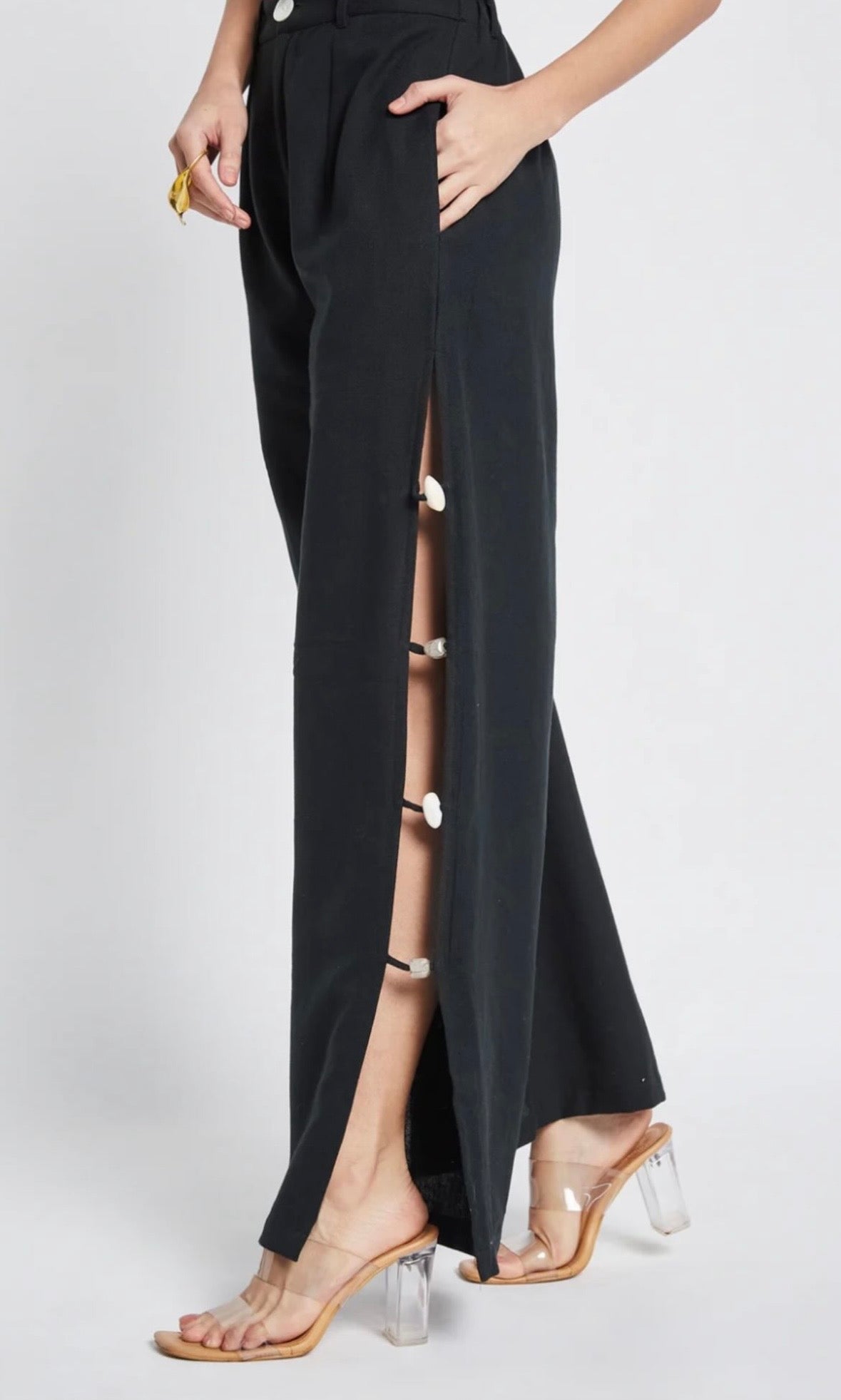 Beaded Side-Split Beach Pants