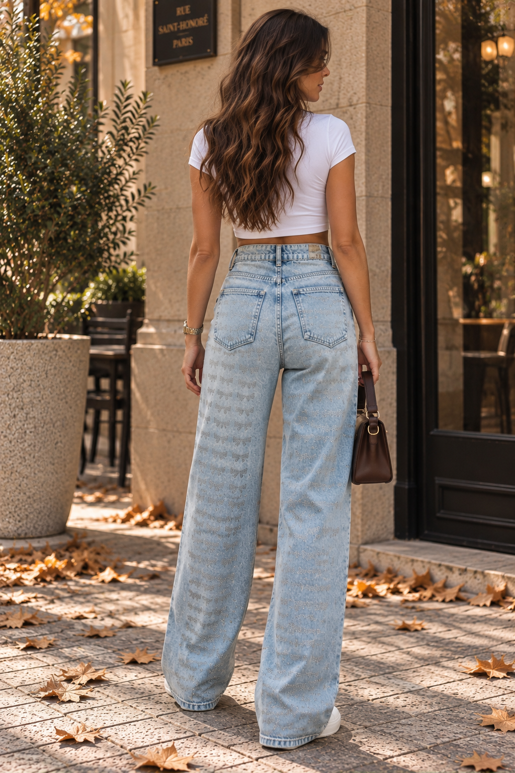 Light Wash Bow-Print Jeans