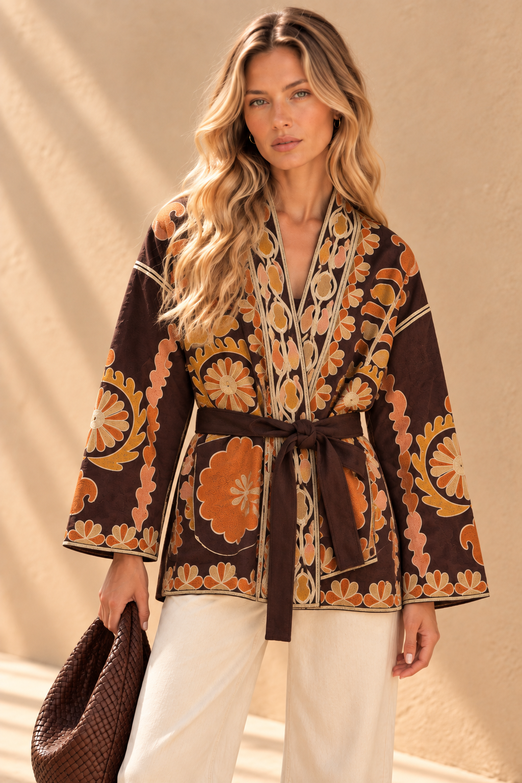 Autumn Bloom Embroidered Suede Jacket