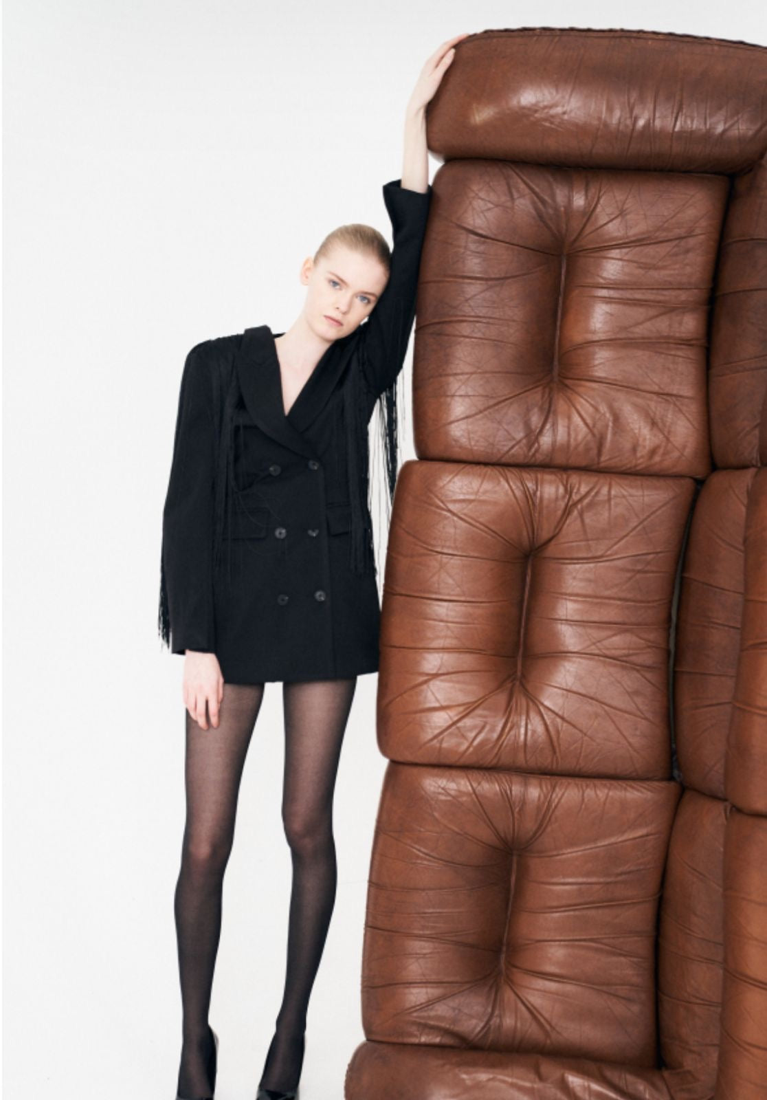 Black Fringe Blazer Dress