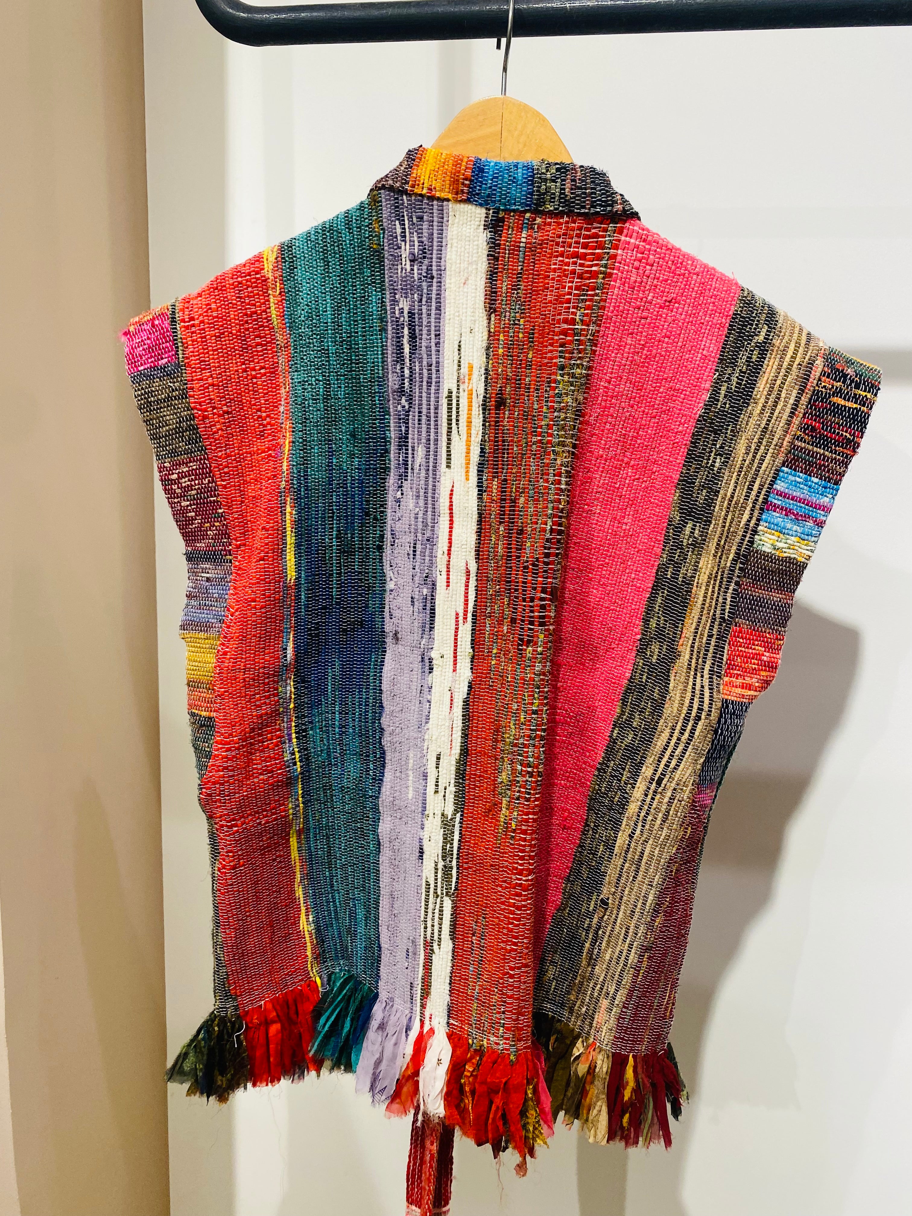 Colorful Patchwork Kimono with Tassel Belt