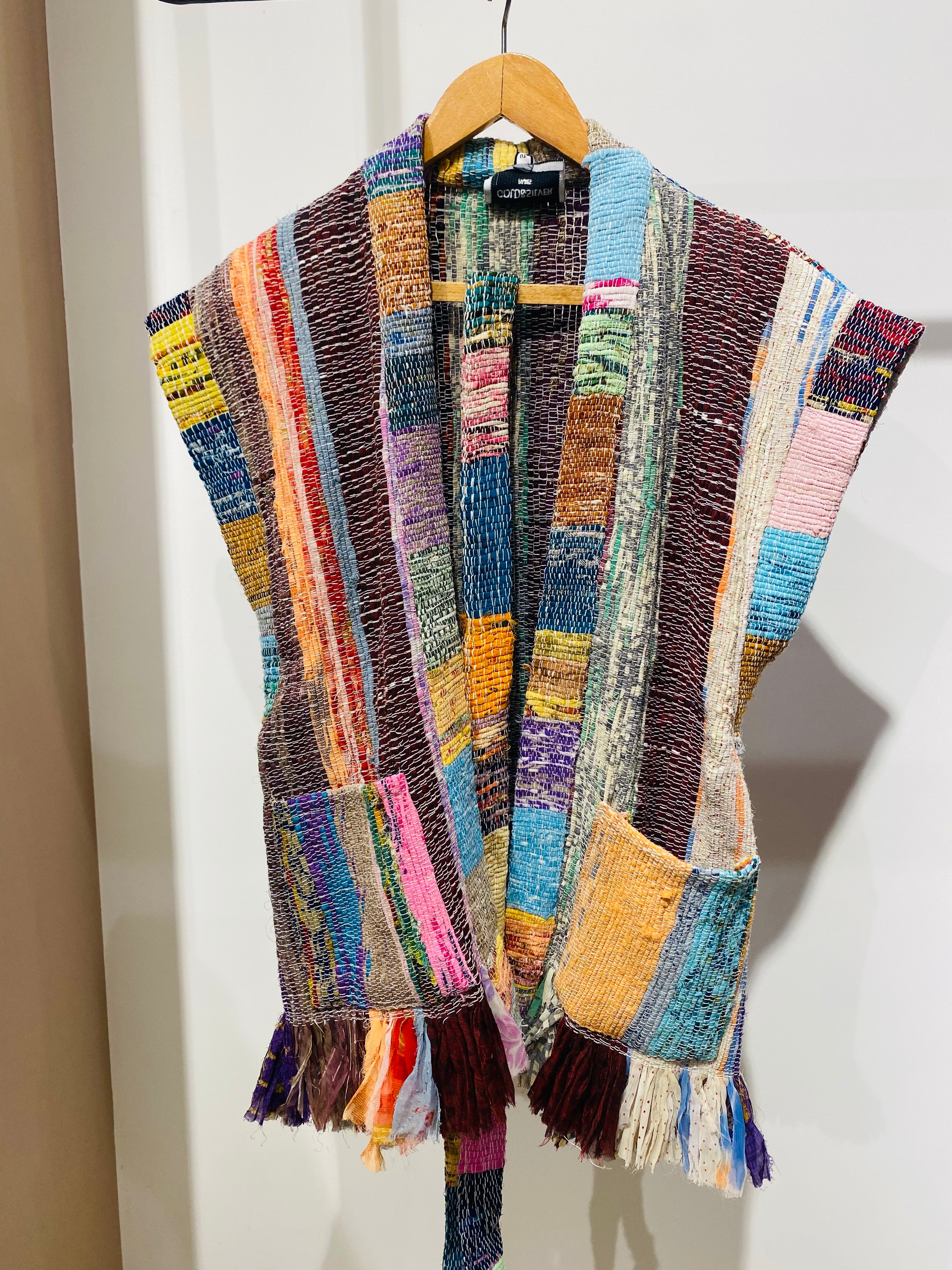 Colorful Patchwork Kimono with Tassel Belt