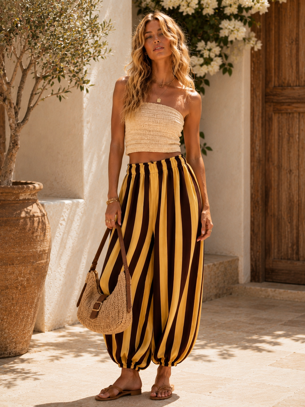 Stripe Balloon Pants