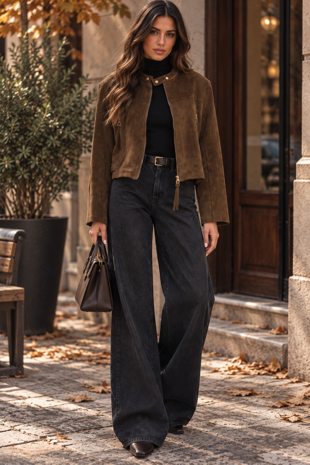 Brown Suede Cropped Jacket