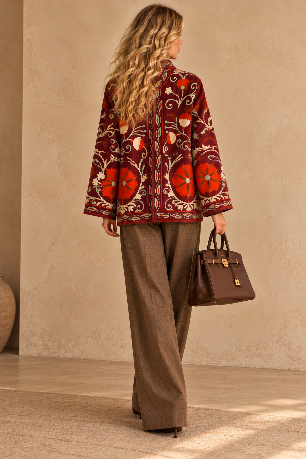 The Rosabella Burgundy Floral Embroidered Jacket