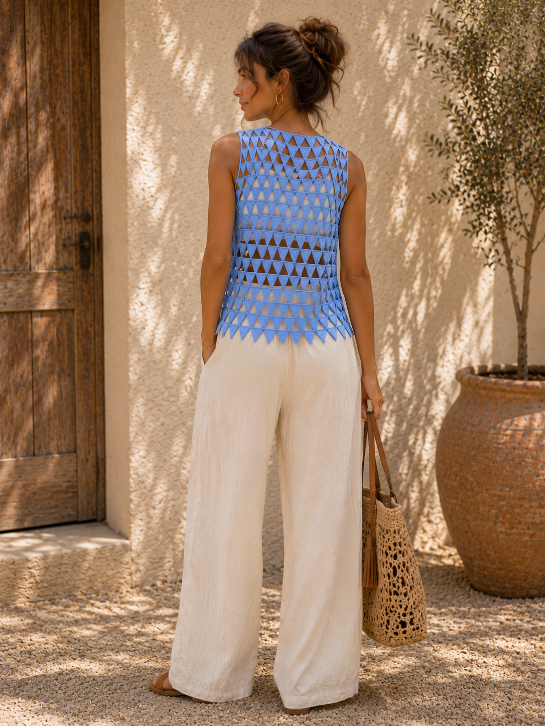 Triangle Cutout Cover-Up Top