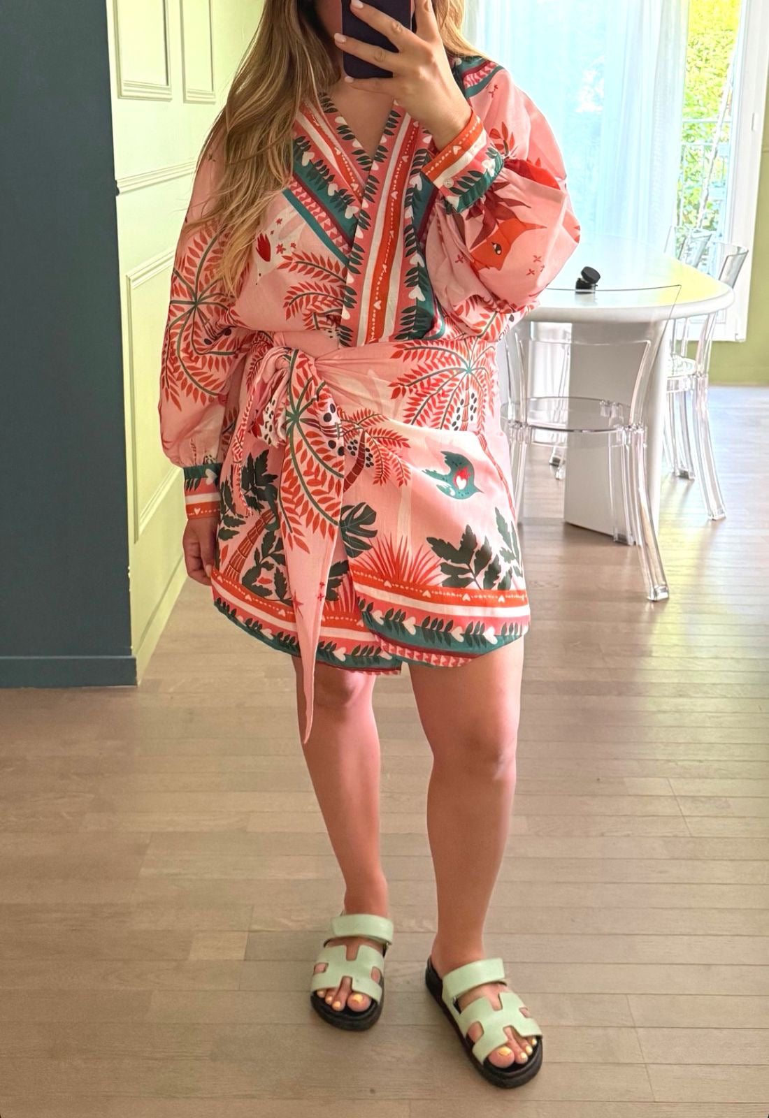 Tropical Print Cross-Back  Dress