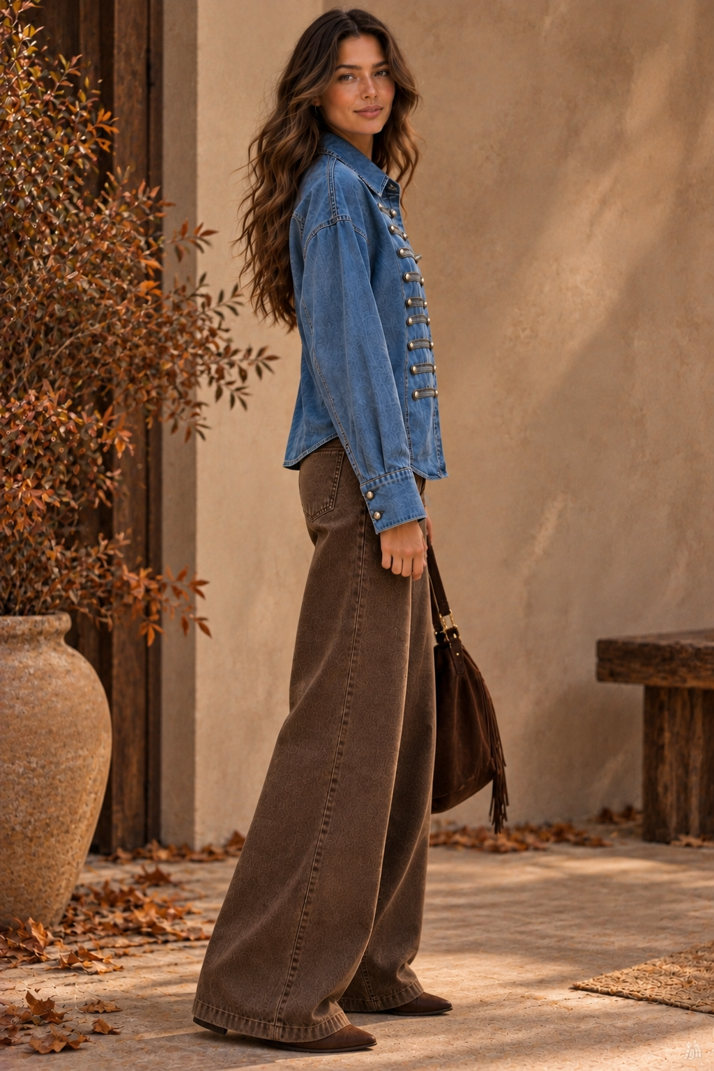 Military-Inspired Denim Shirt
