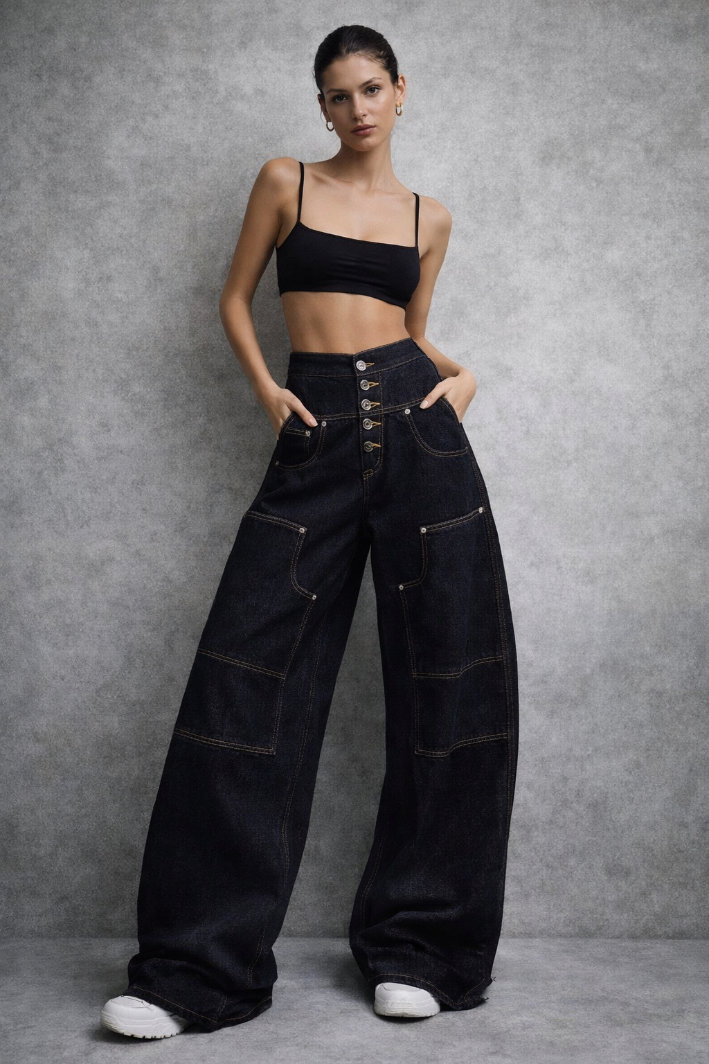 High-waist wide-leg jeans