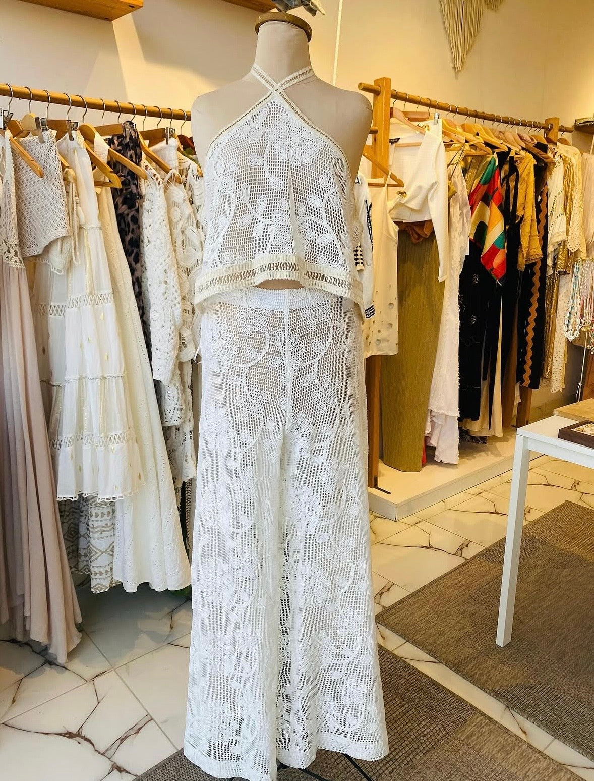 Lace Backless Top & Pants Set