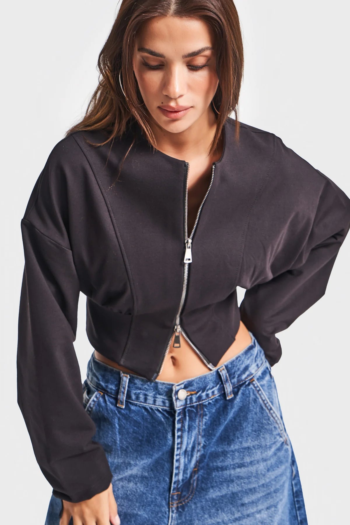 Black Structured Cropped Jacket