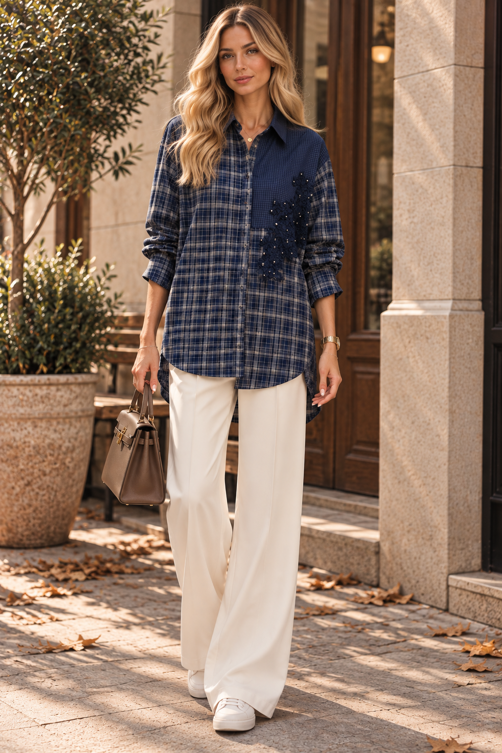 Embroidered Plaid Shirt
