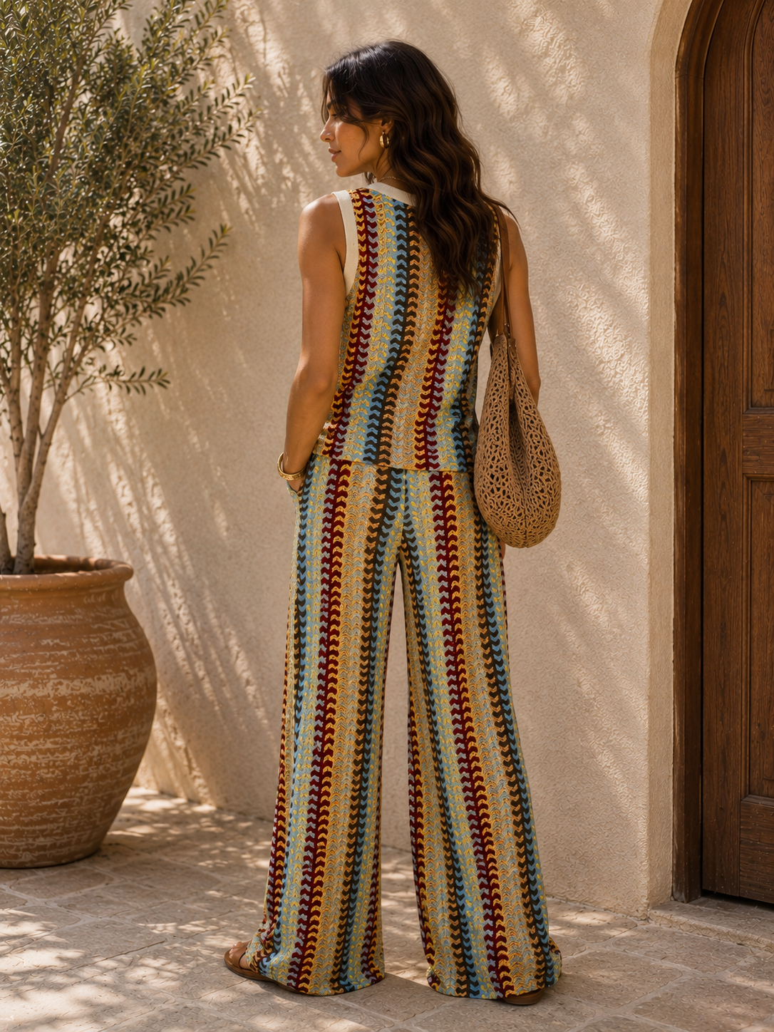Zigzag Knit Striped Set