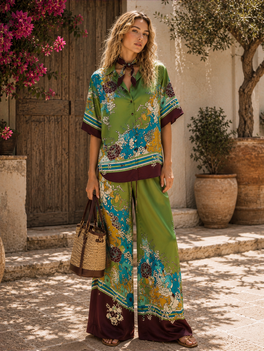 The Garden Reverie Satin Set