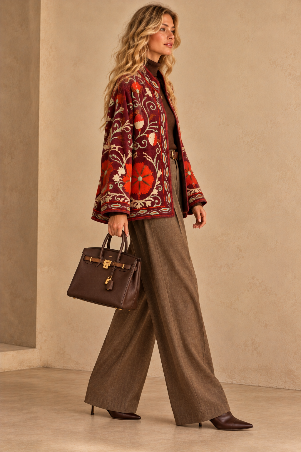 The Rosabella Burgundy Floral Embroidered Jacket