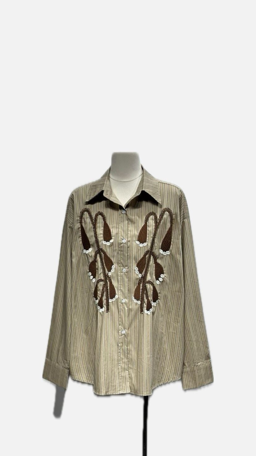 Embroidered Statement Stripe Shirt