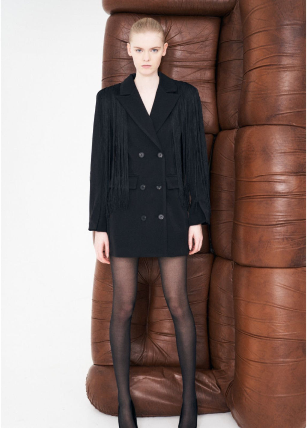 Black Fringe Blazer Dress