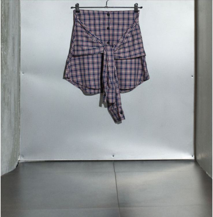 Plaid Tie-Front Mini Skirt